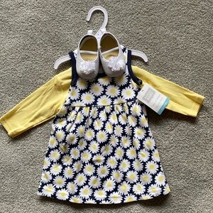 Hudson Girl Baby 0-3 month Dress & Cardigan Set with Shoes